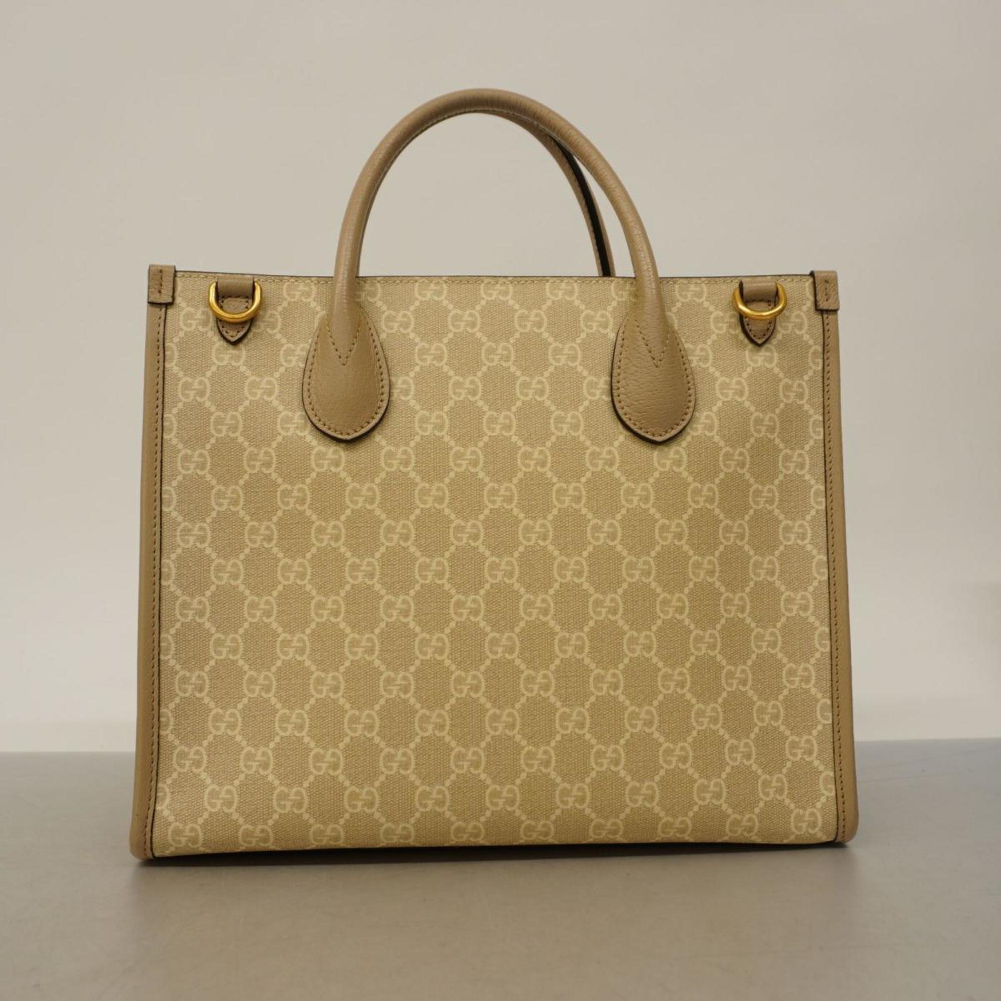 Gucci handbag GG Supreme 659983 leather beige ladies