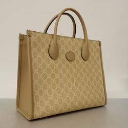 Gucci handbag GG Supreme 659983 leather beige ladies