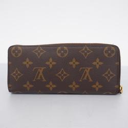 Louis Vuitton Long Wallet Monogram Portefeuille Clemence M60742 Brown Fuchsia Ladies