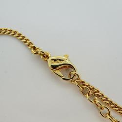 Christian Dior Necklace Oval Rhinestone GP Plated Gold Women's