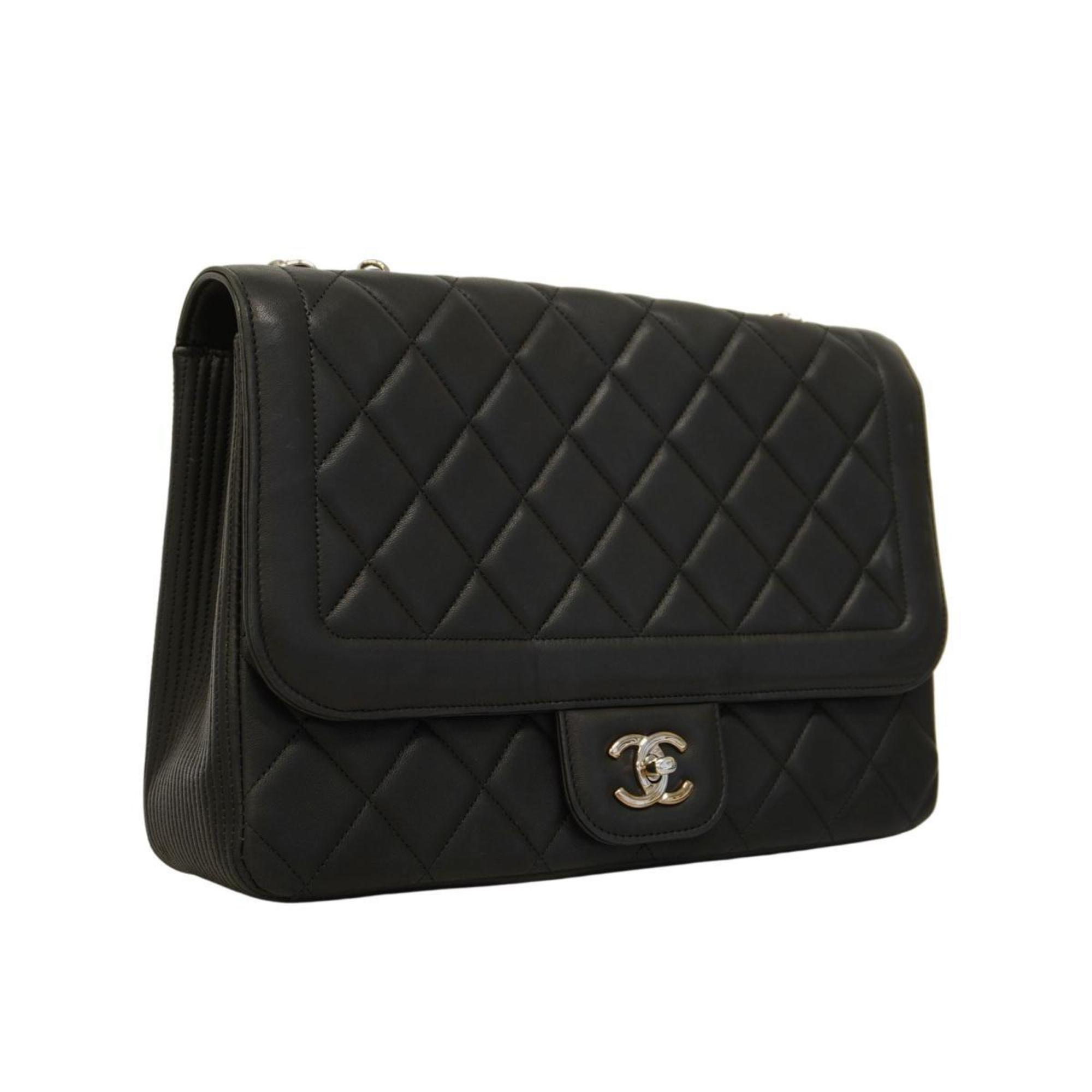 Chanel Shoulder Bag Deca Matelasse W Chain Lambskin Black Women's