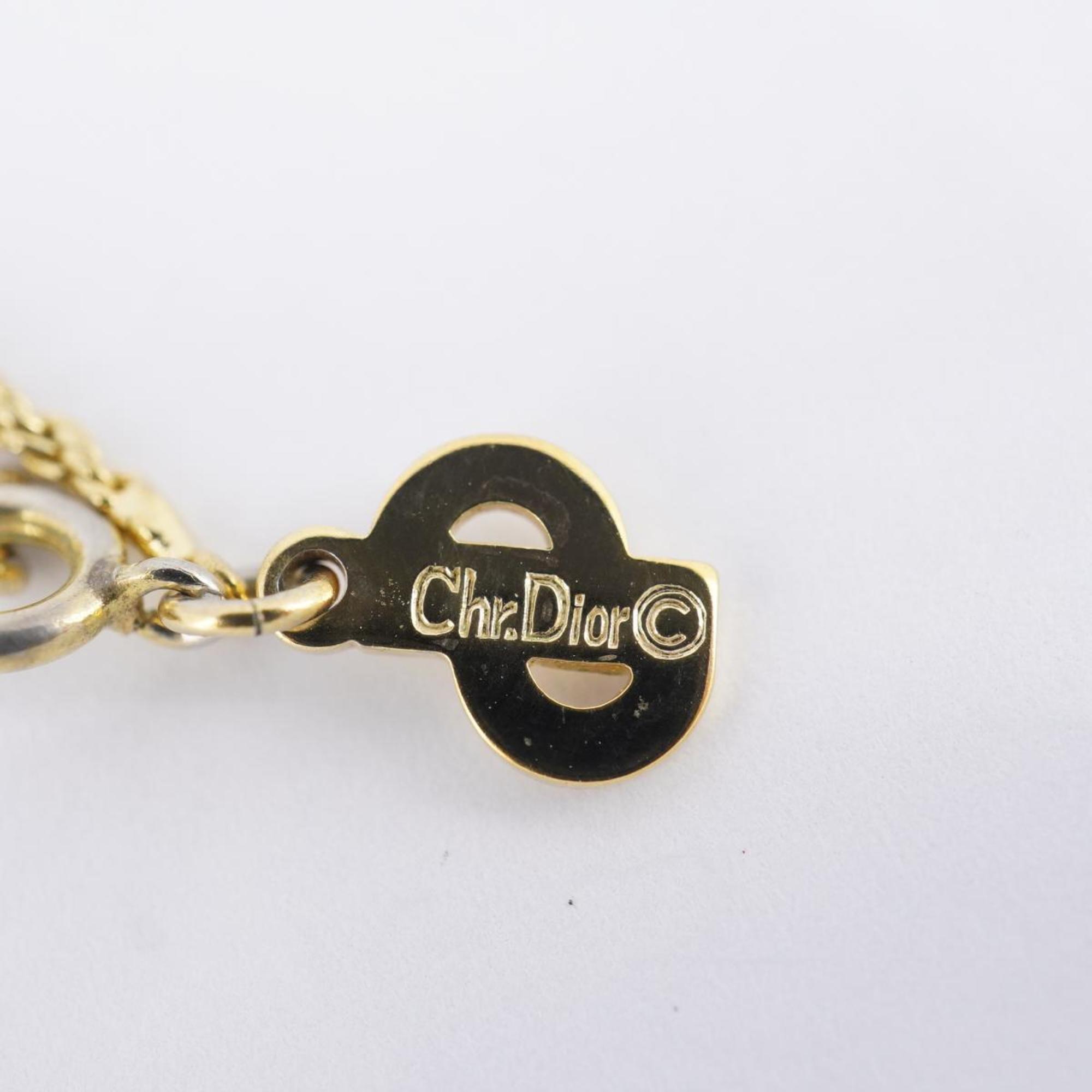 Christian Dior Necklace Rhinestone GP Plated Gold Women's