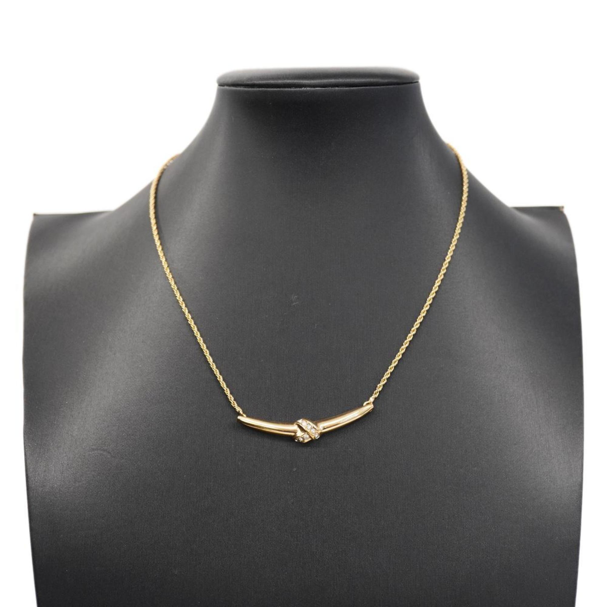 Christian Dior Necklace Rhinestone GP Plated Gold Women's