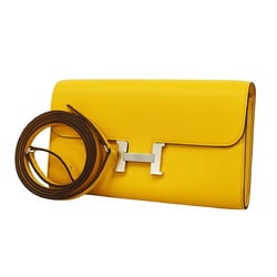 Hermes Shoulder Wallet Constance Long To Go W Engraved Evercolor Sun Women's