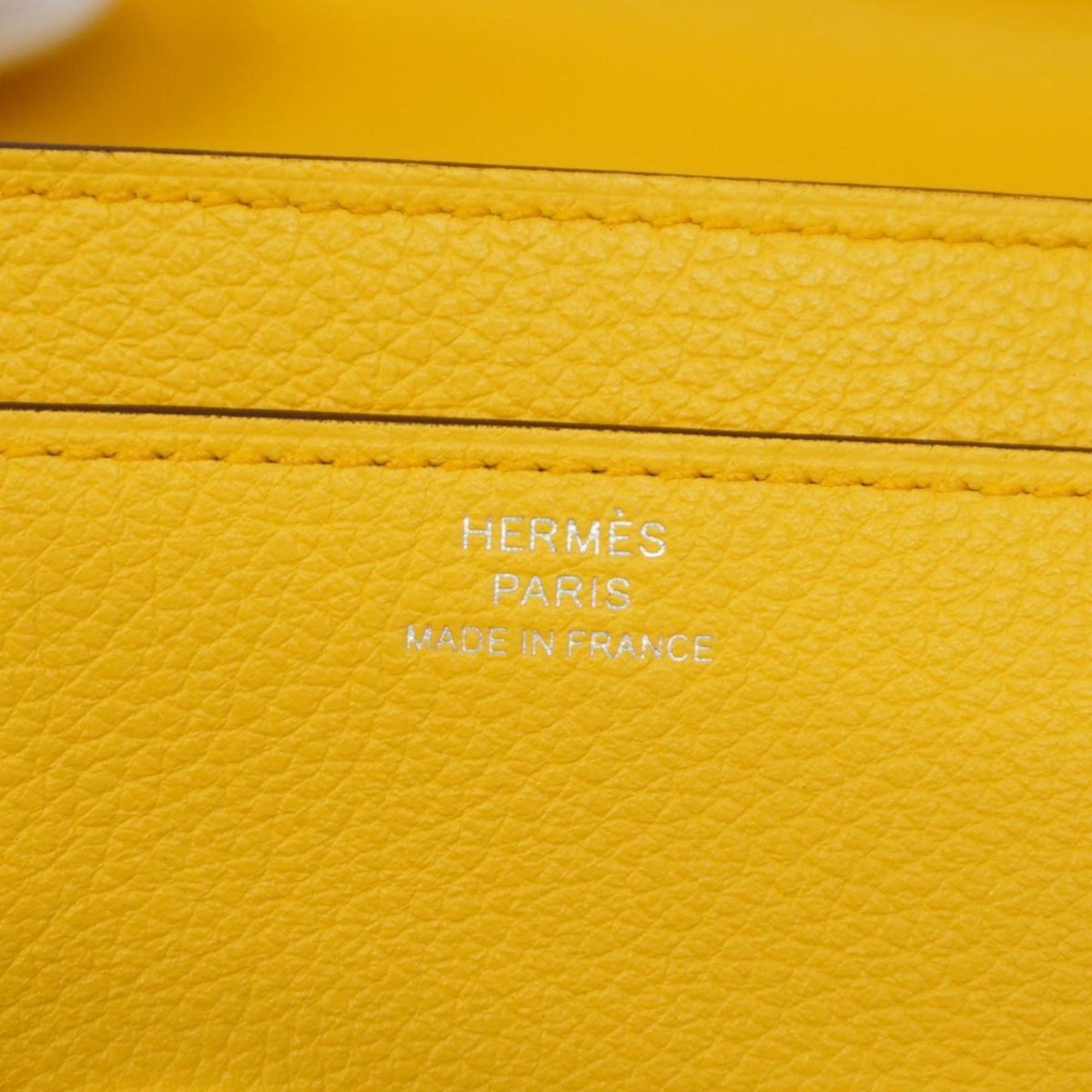 Hermes Shoulder Wallet Constance Long To Go W Engraved Evercolor Sun Women's