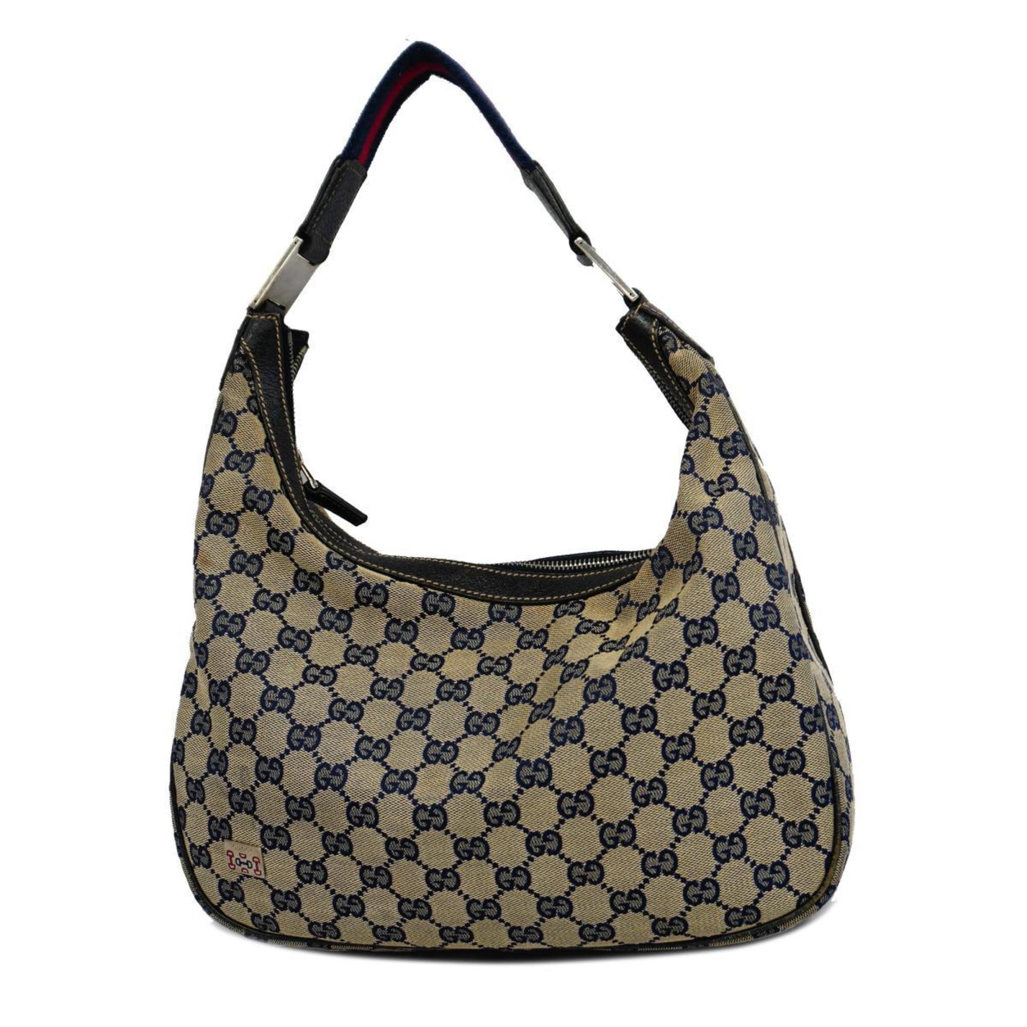 Gucci Shoulder Bag GG Canvas 145757 Navy Women's