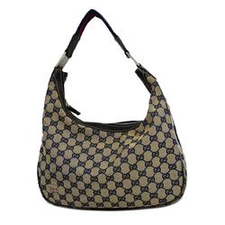 Gucci Shoulder Bag GG Canvas 145757 Navy Women's