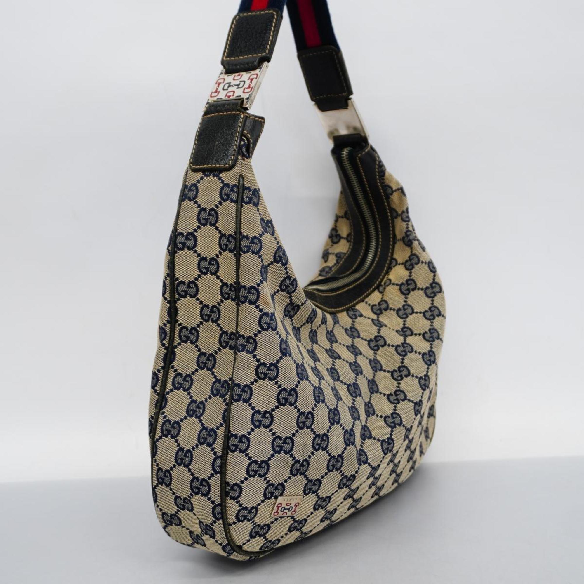 Gucci Shoulder Bag GG Canvas 145757 Navy Women's