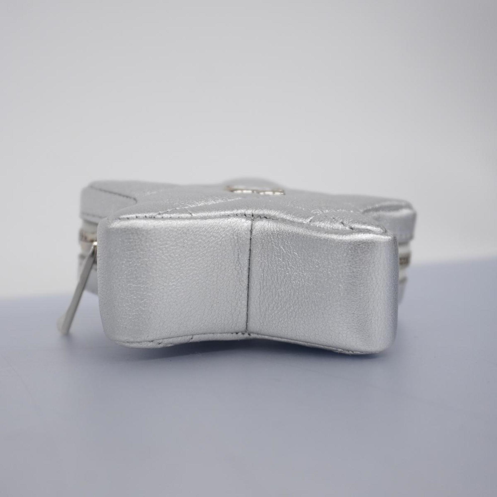 Chanel Pouch Matelasse Leather Silver Women's