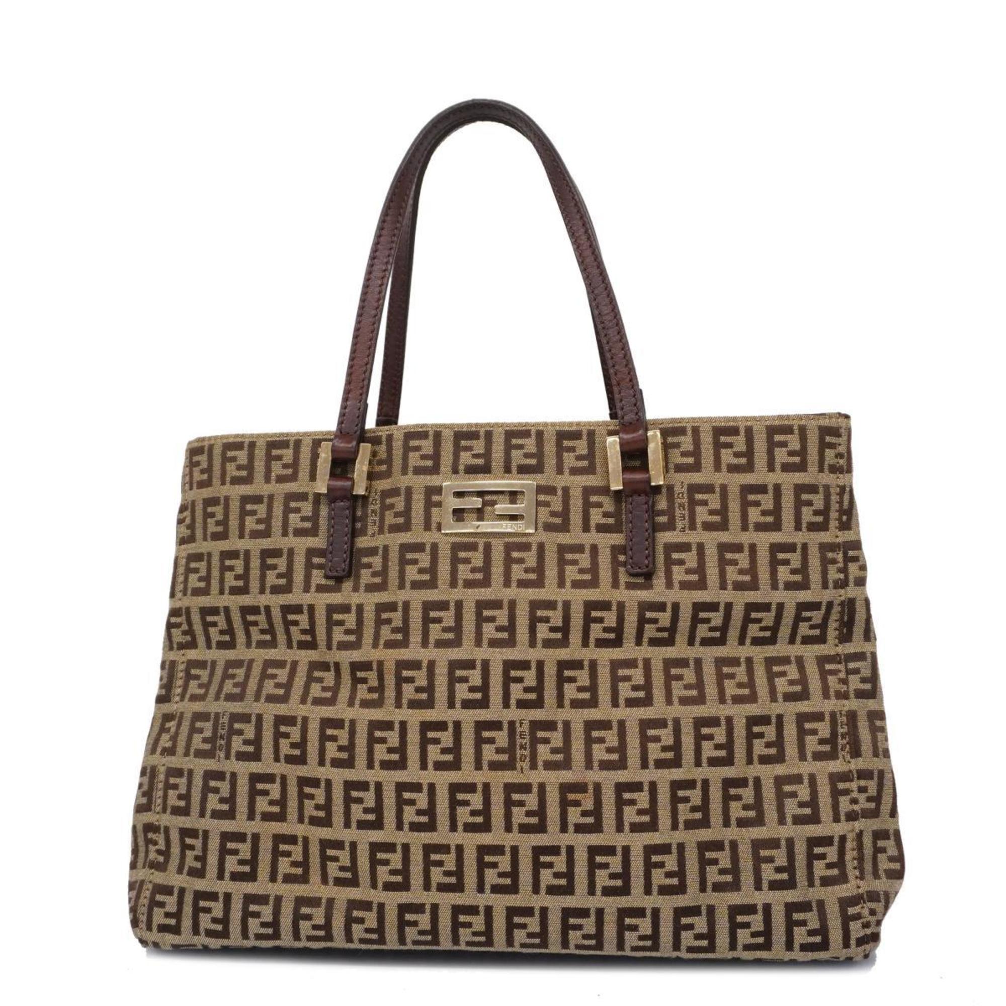 Fendi Zucchino Tote Bag Nylon Canvas Brown Women's