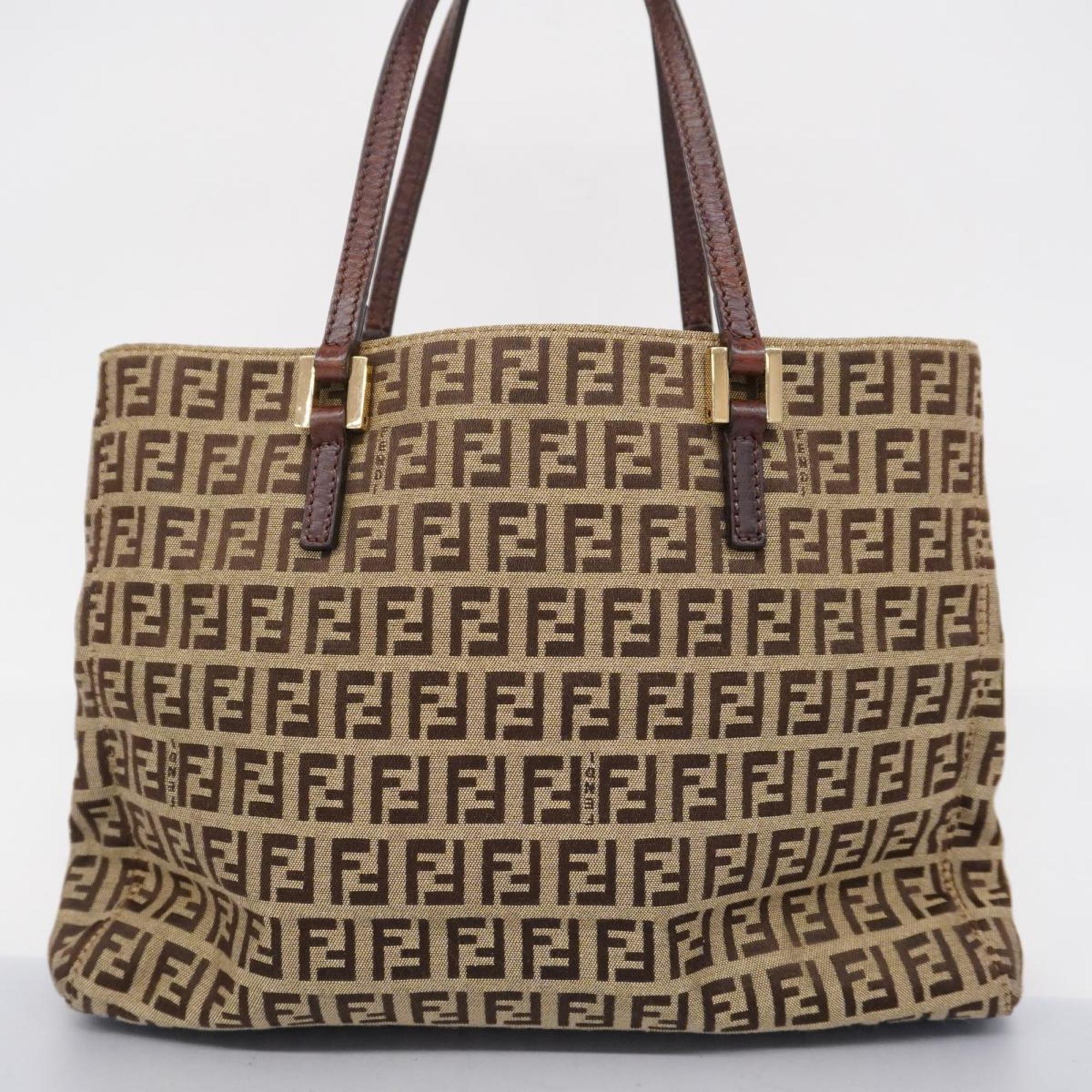 Fendi Zucchino Tote Bag Nylon Canvas Brown Women's