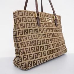 Fendi Zucchino Tote Bag Nylon Canvas Brown Women's