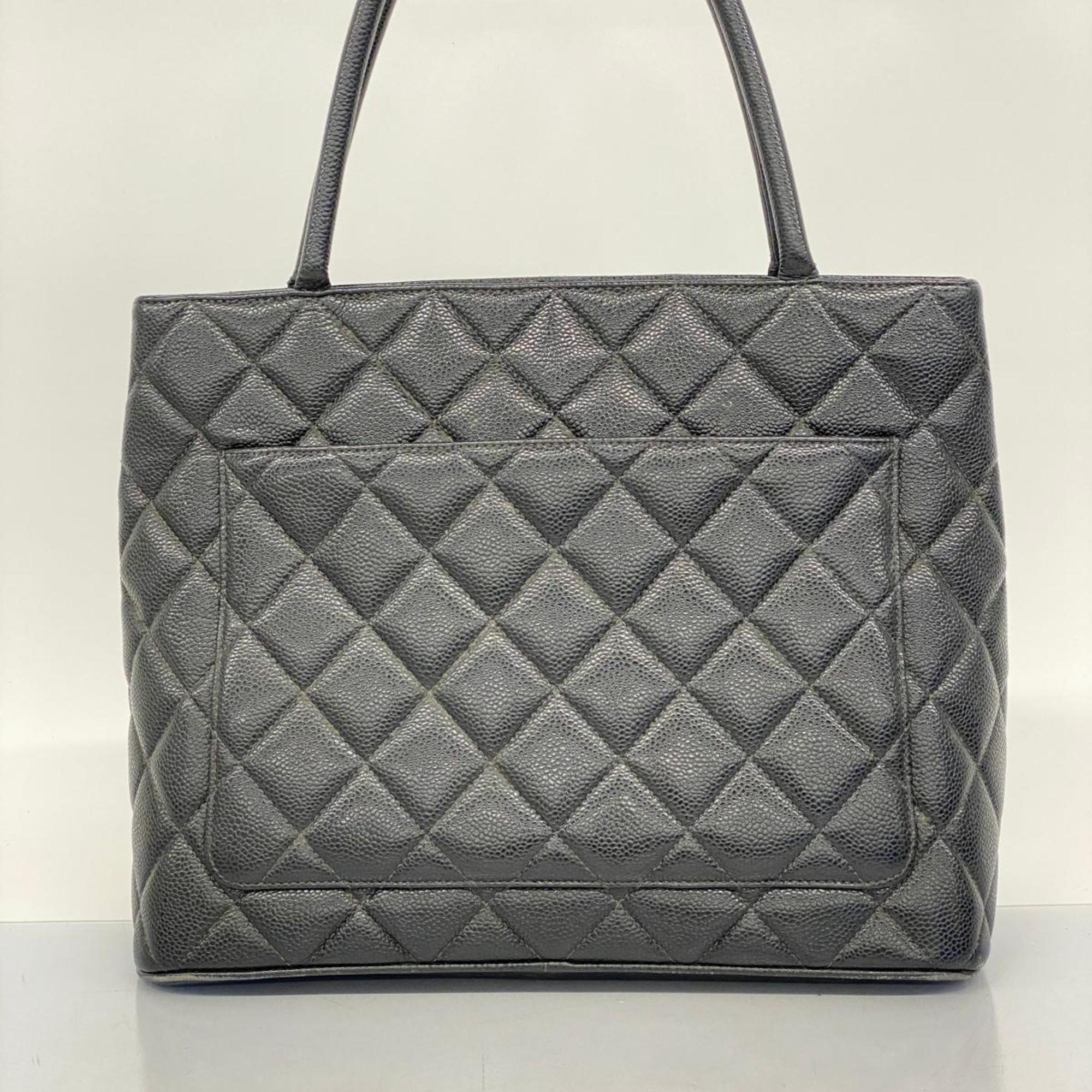 Chanel Tote Bag Reproduction Caviar Skin Black Women's