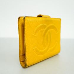 Chanel Wallet Caviar Skin Yellow Women's