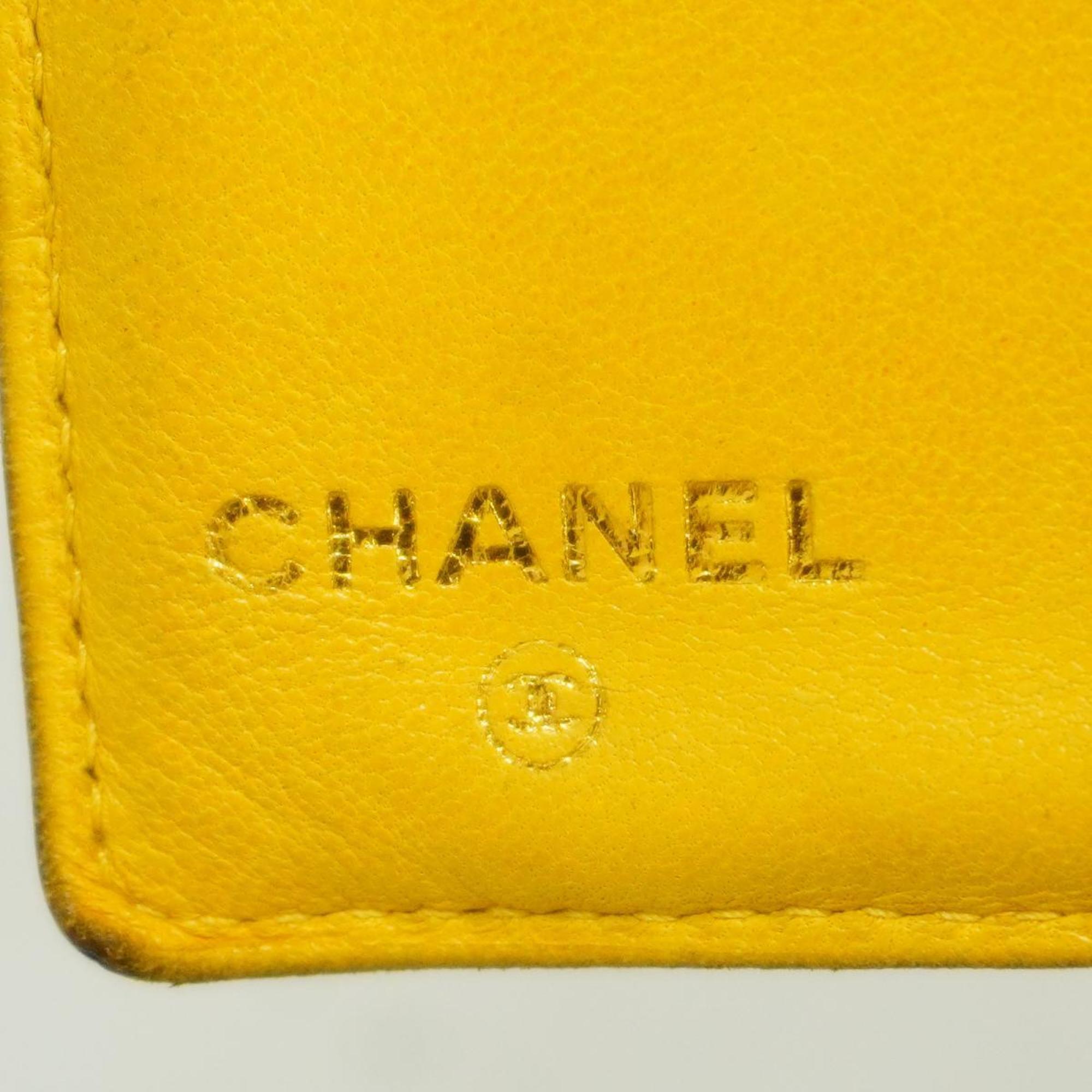 Chanel Wallet Caviar Skin Yellow Women's