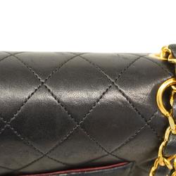 Chanel Shoulder Bag Matelasse W Flap Chain Lambskin Black Women's