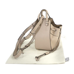 LOEWE Hammock Drawstring Mini 2way Hand Shoulder Bag Leather Light Beige