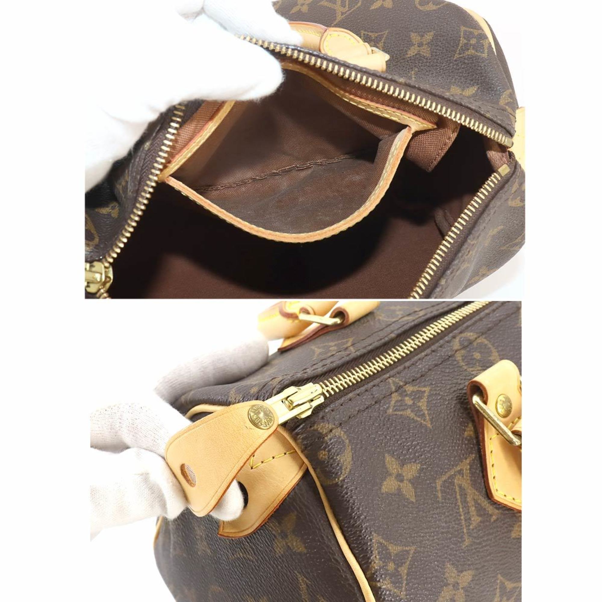 Louis Vuitton Monogram Speedy 25 Handbag Brown M41528 Gold Hardware