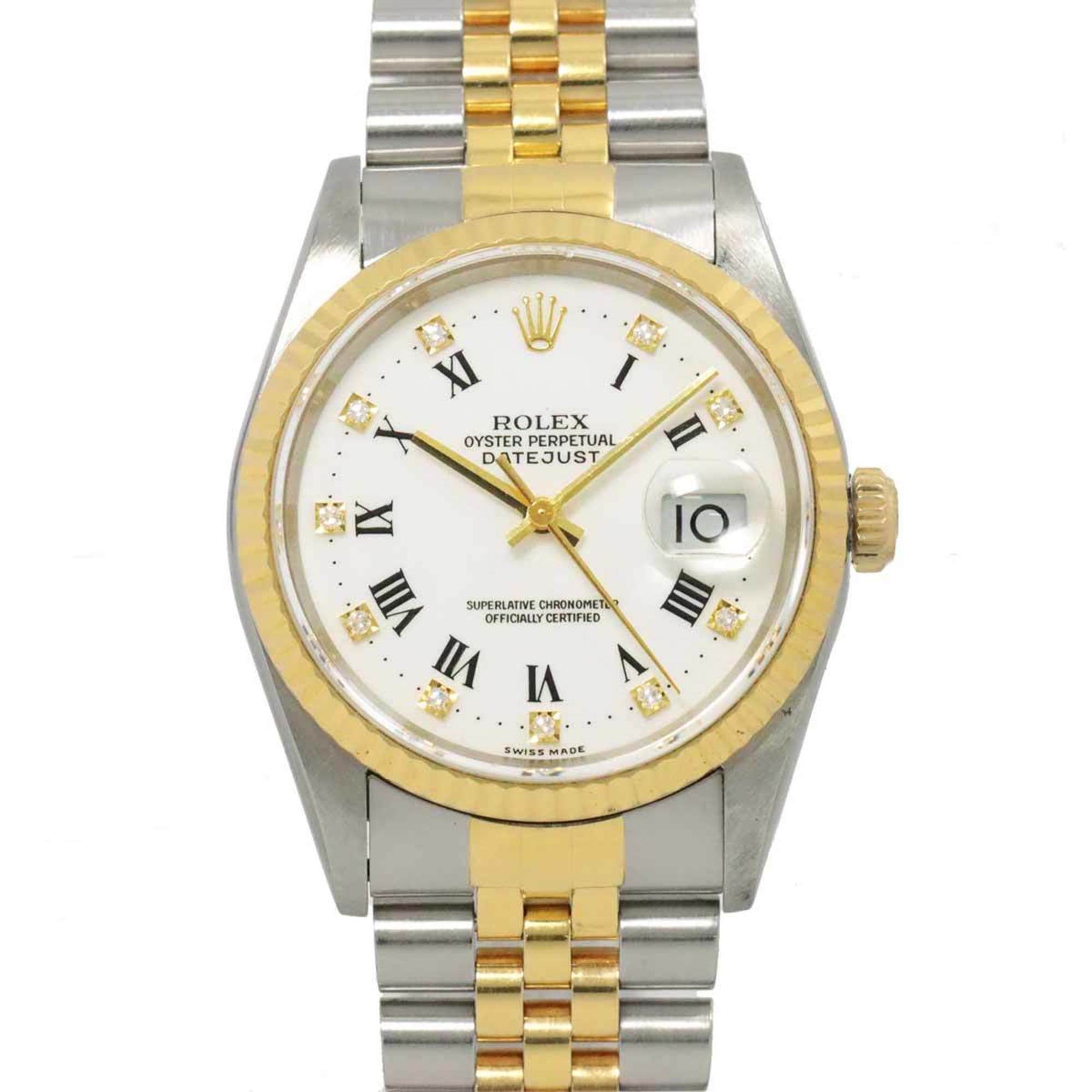 Rolex ROLEX Datejust Combi 16233G U-number Men's Watch 10P Diamond White K18YG Yellow Gold Automatic Self-winding