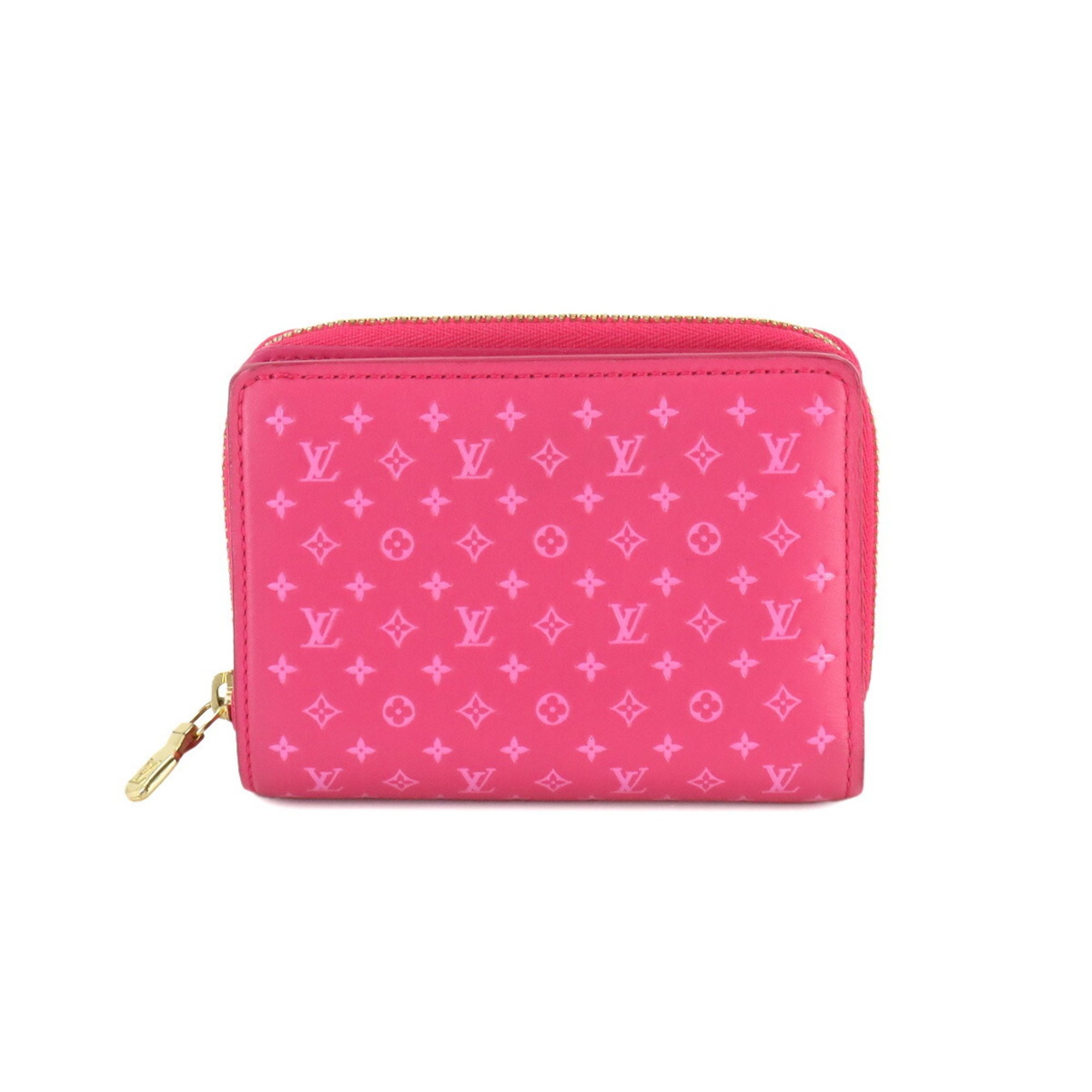 Louis Vuitton LOUIS VUITTON Nanogram Portefeuille Lou Bi-fold Wallet Leather Rose M82357 RFID