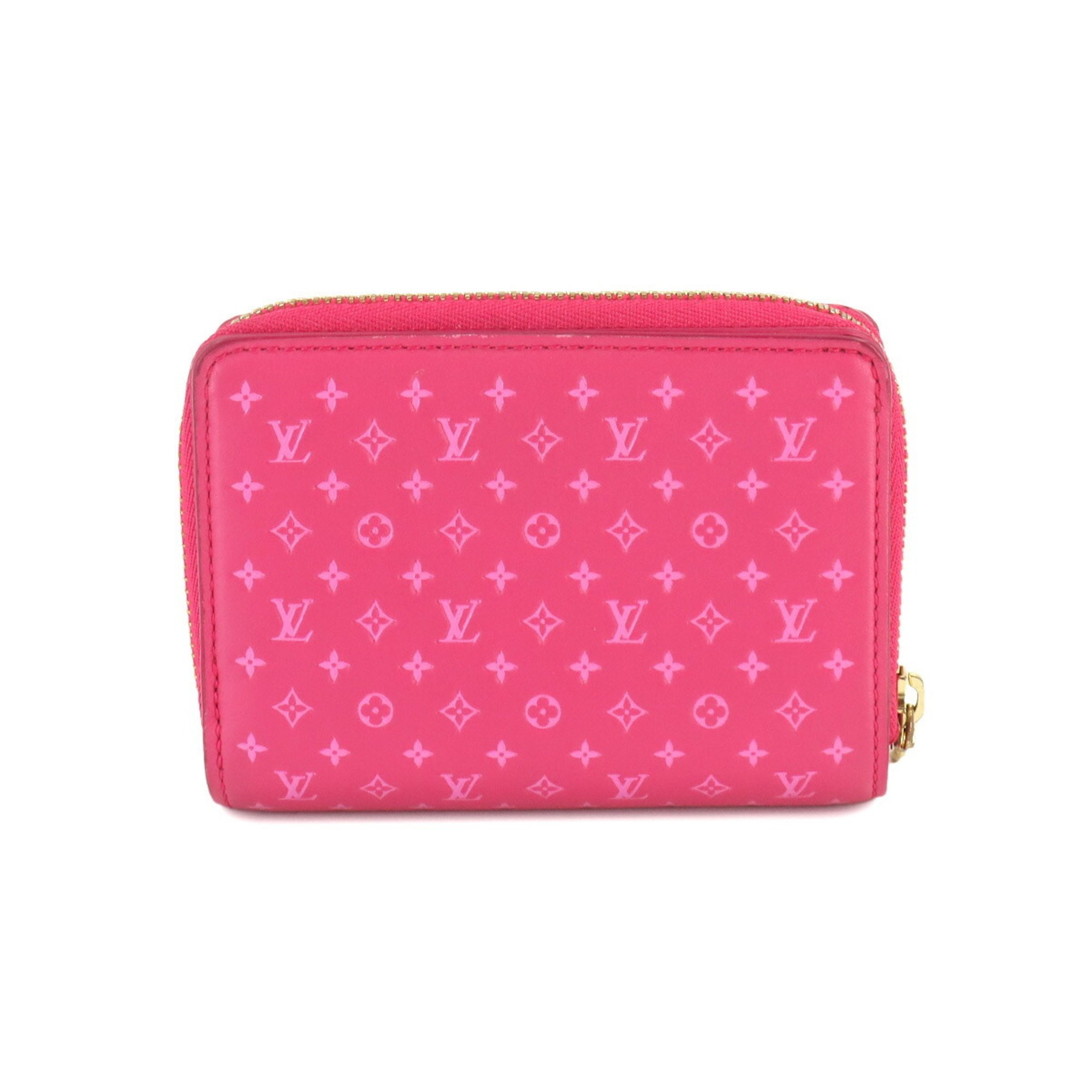 Louis Vuitton LOUIS VUITTON Nanogram Portefeuille Lou Bi-fold Wallet Leather Rose M82357 RFID