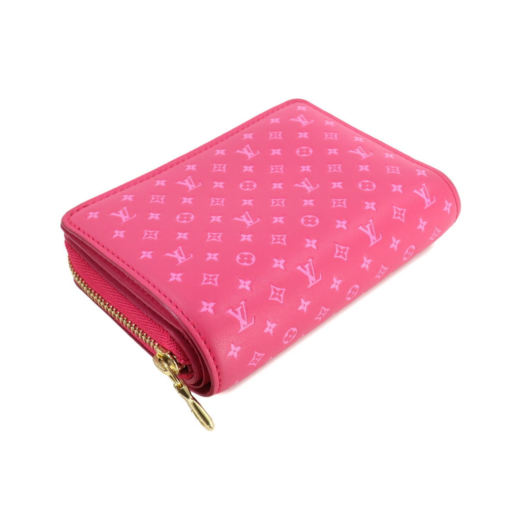 Louis Vuitton LOUIS VUITTON Nanogram Portefeuille Lou Bi-fold Wallet Leather Rose M82357 RFID