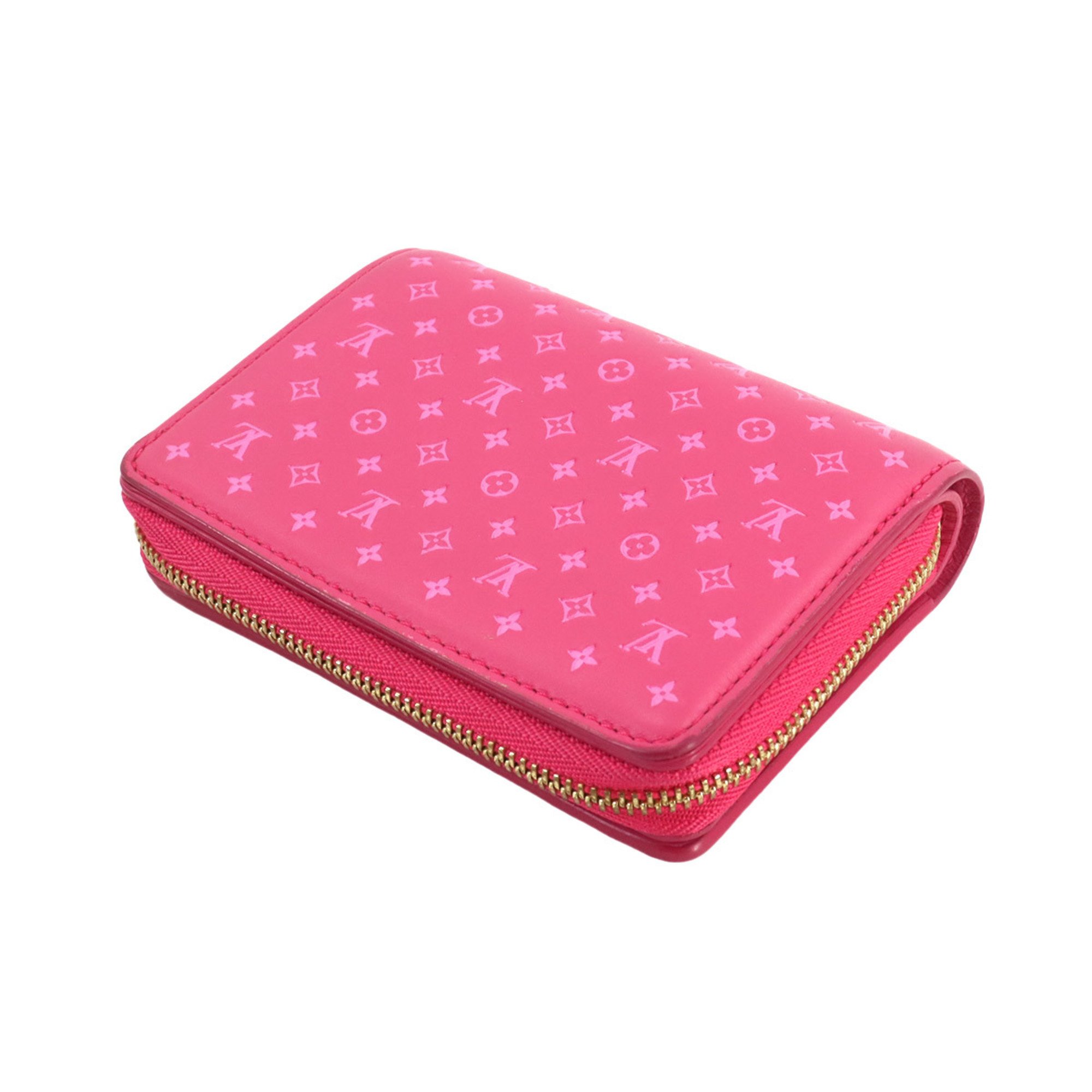 Louis Vuitton LOUIS VUITTON Nanogram Portefeuille Lou Bi-fold Wallet Leather Rose M82357 RFID