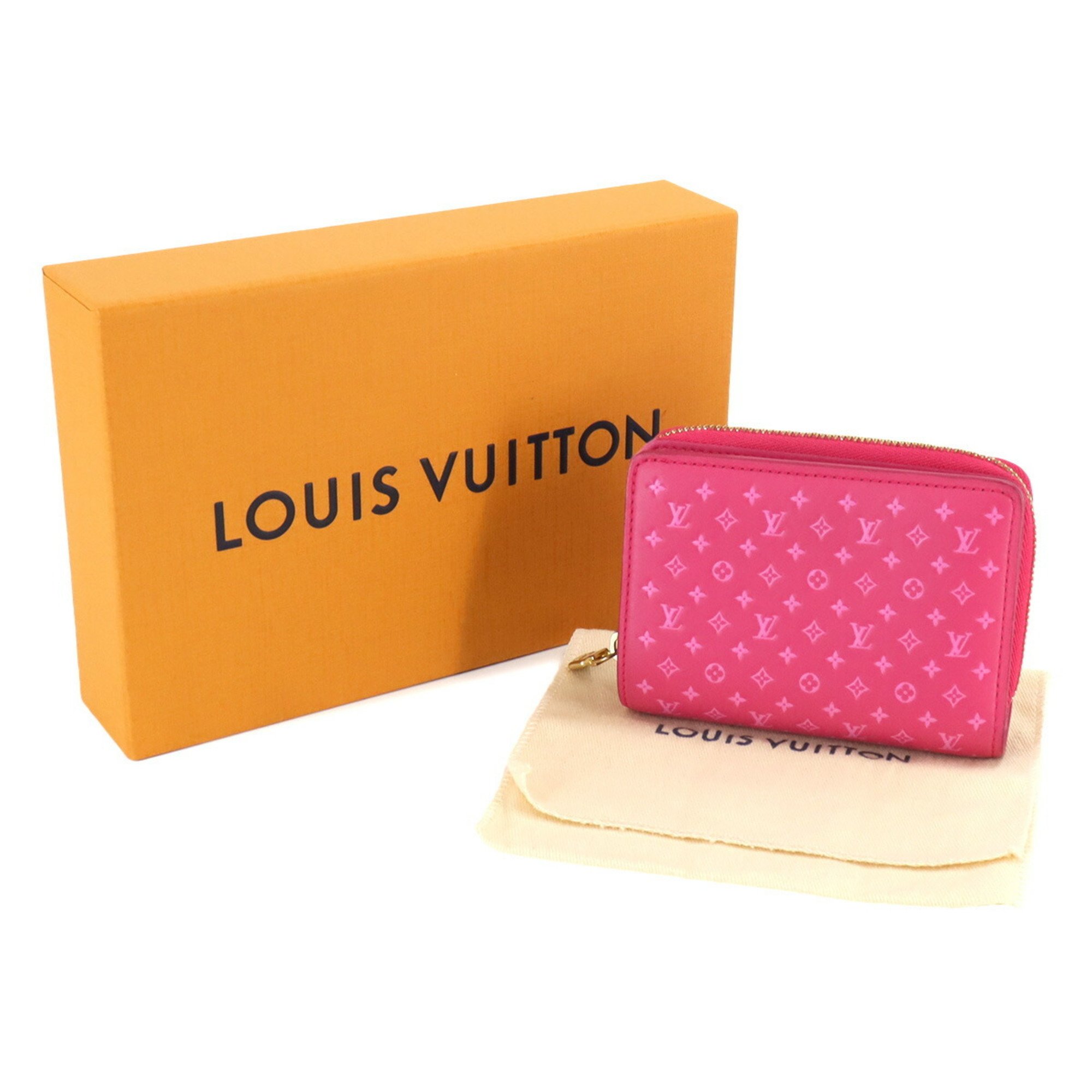 Louis Vuitton LOUIS VUITTON Nanogram Portefeuille Lou Bi-fold Wallet Leather Rose M82357 RFID