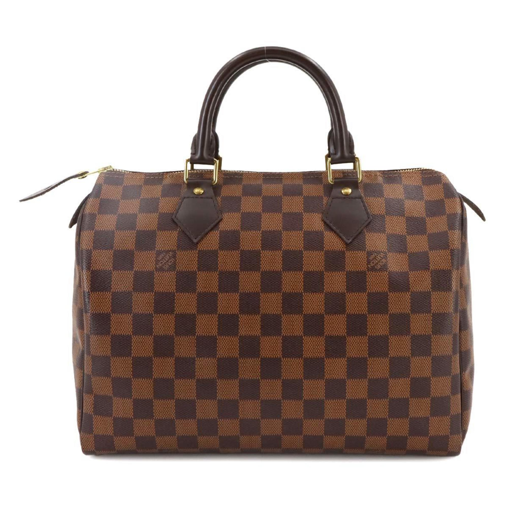 Louis Vuitton Damier Speedy 30 Handbag Ebene Brown N41531 Gold Hardware