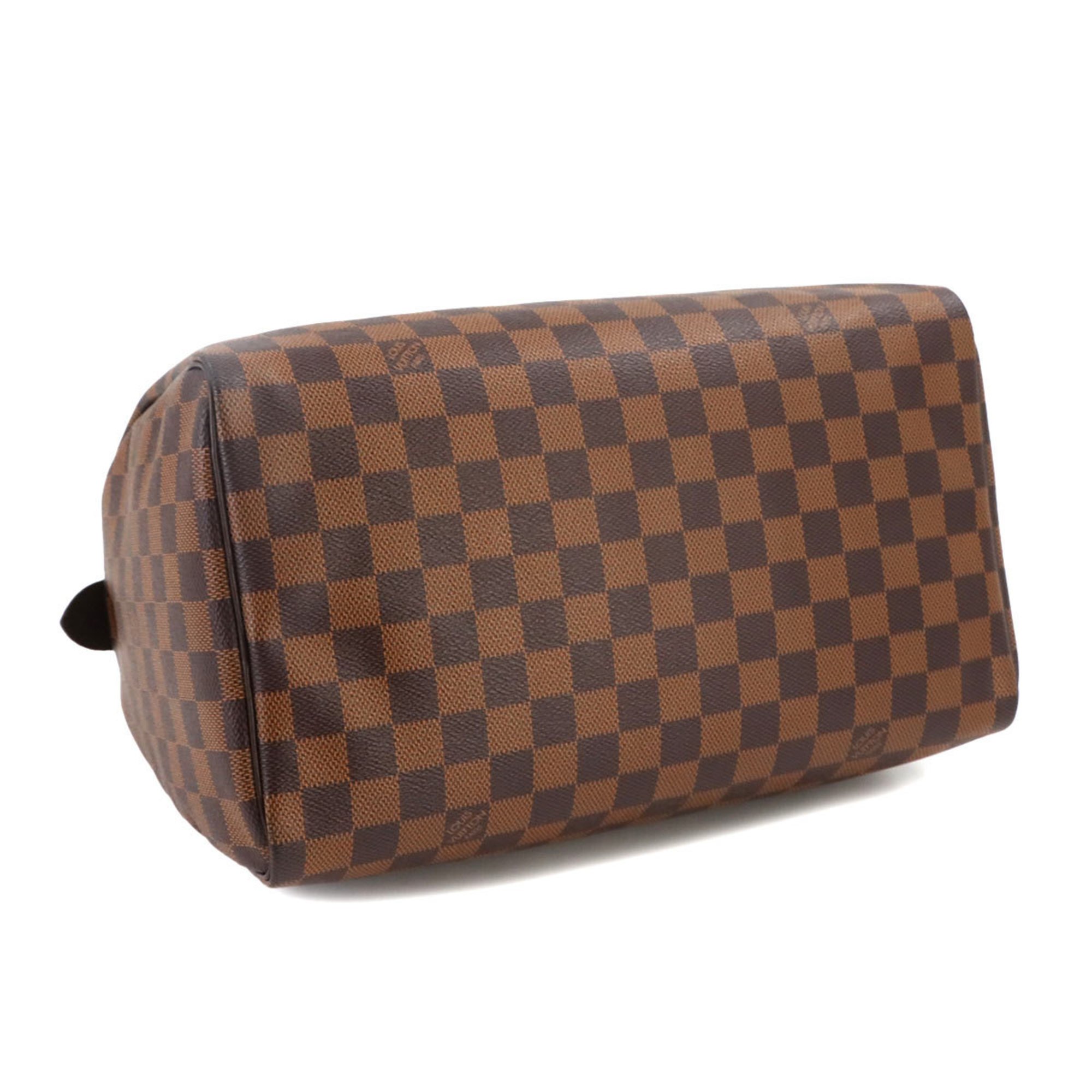 Louis Vuitton Damier Speedy 30 Handbag Ebene Brown N41531 Gold Hardware