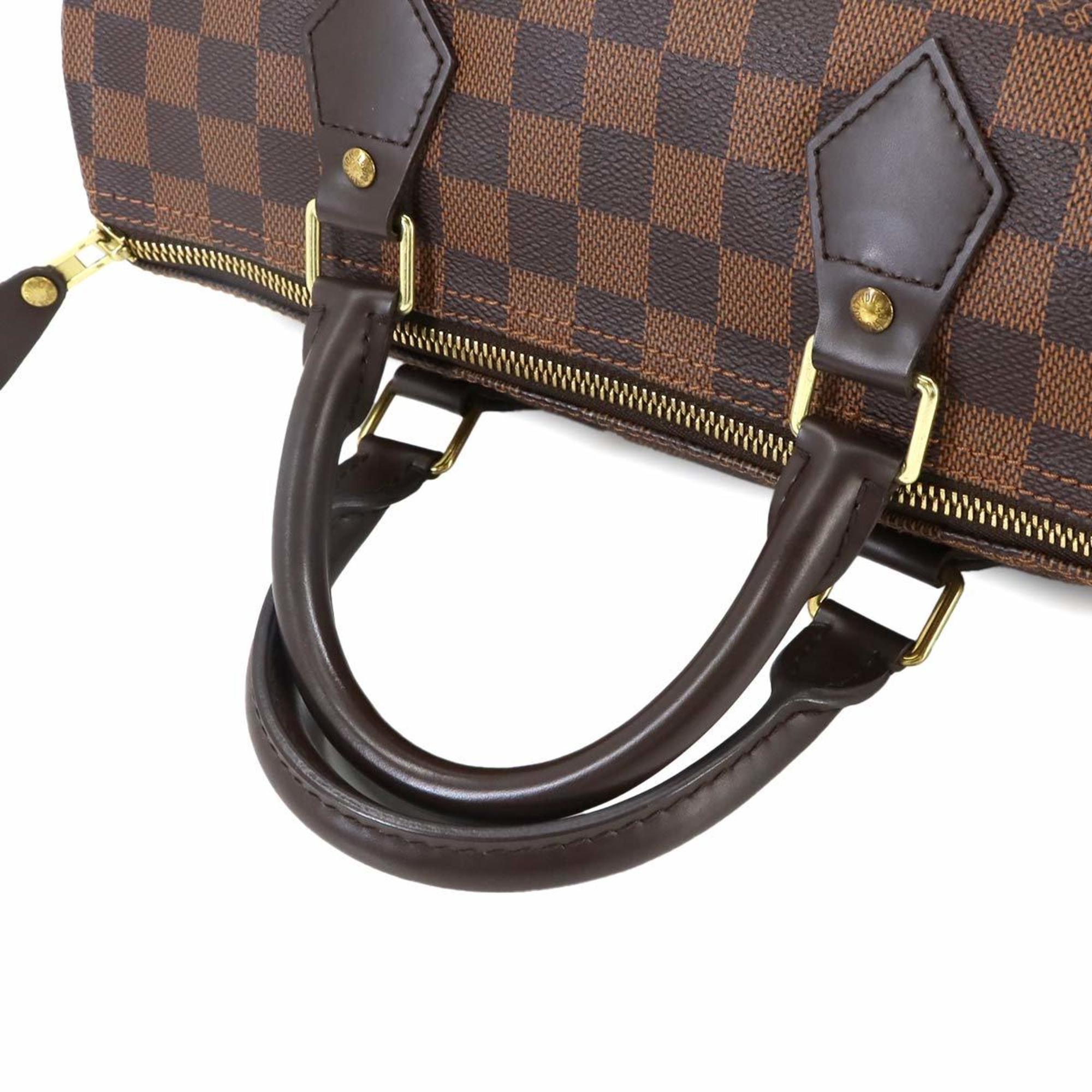 Louis Vuitton Damier Speedy 30 Handbag Ebene Brown N41531 Gold Hardware