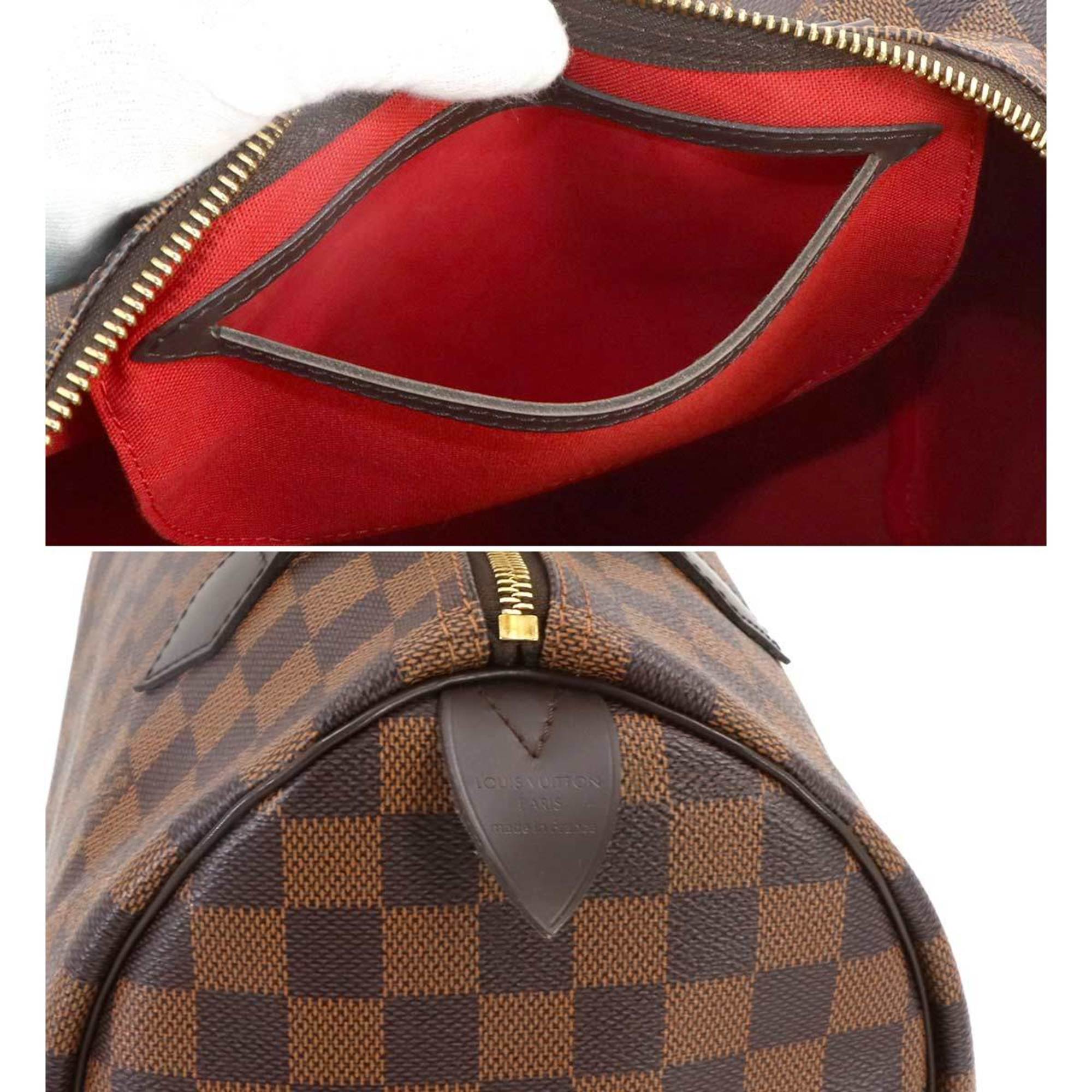 Louis Vuitton Damier Speedy 30 Handbag Ebene Brown N41531 Gold Hardware