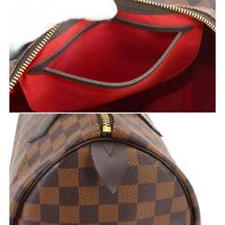 Louis Vuitton Damier Speedy 30 Handbag Ebene Brown N41531 Gold Hardware