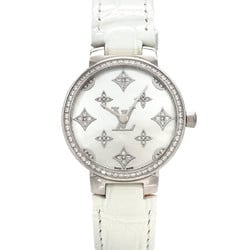 Louis Vuitton Tambour QA109 Ladies' Watch Diamond Bezel White Shell Quartz