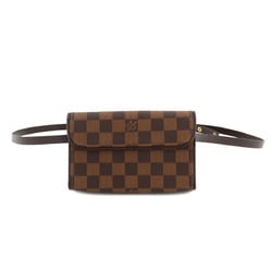 Louis Vuitton LOUIS VUITTON Damier Pochette Florentine Waist Pouch Belt Bag Ebene Brown N51856 Gold Hardware