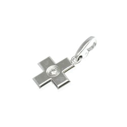 Cartier Cross Charm White Gold (18K) Diamond Men,Women Fashion Pendant Necklace (Silver)