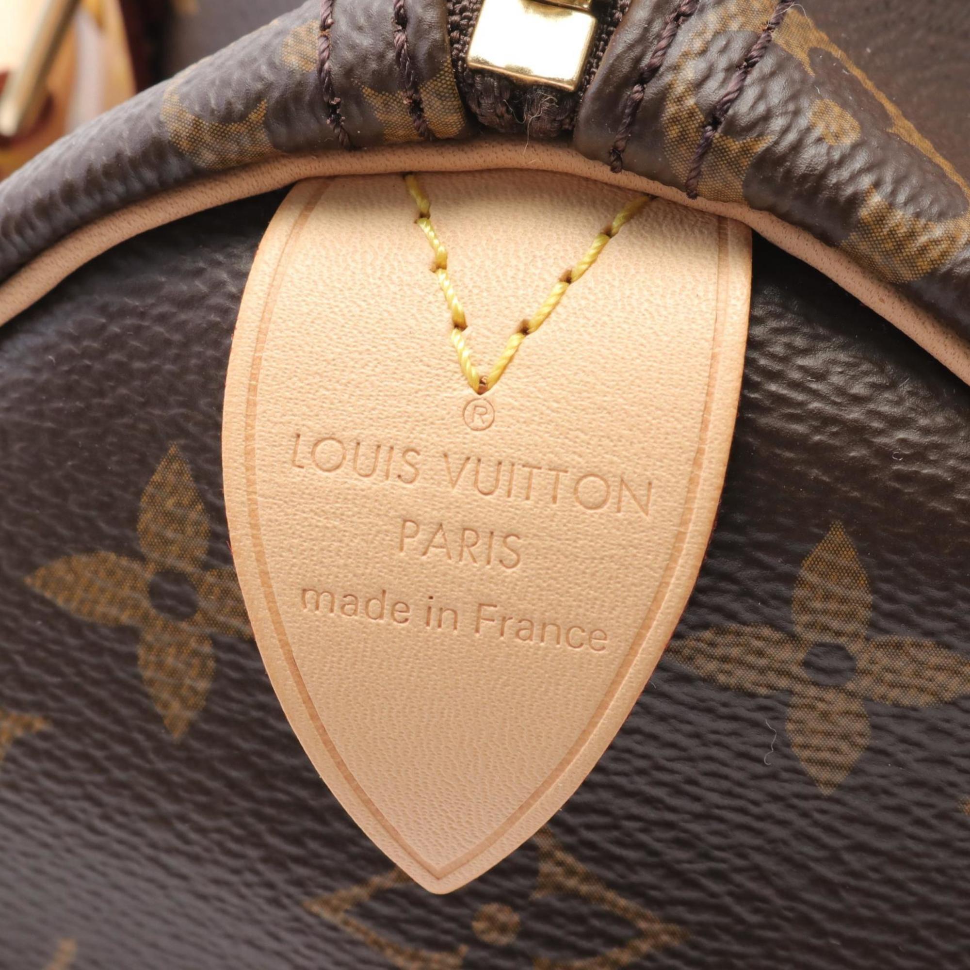 Louis Vuitton Speedy 25 Monogram Handbag Bag Coated Canvas Leather Women's Brown M41109