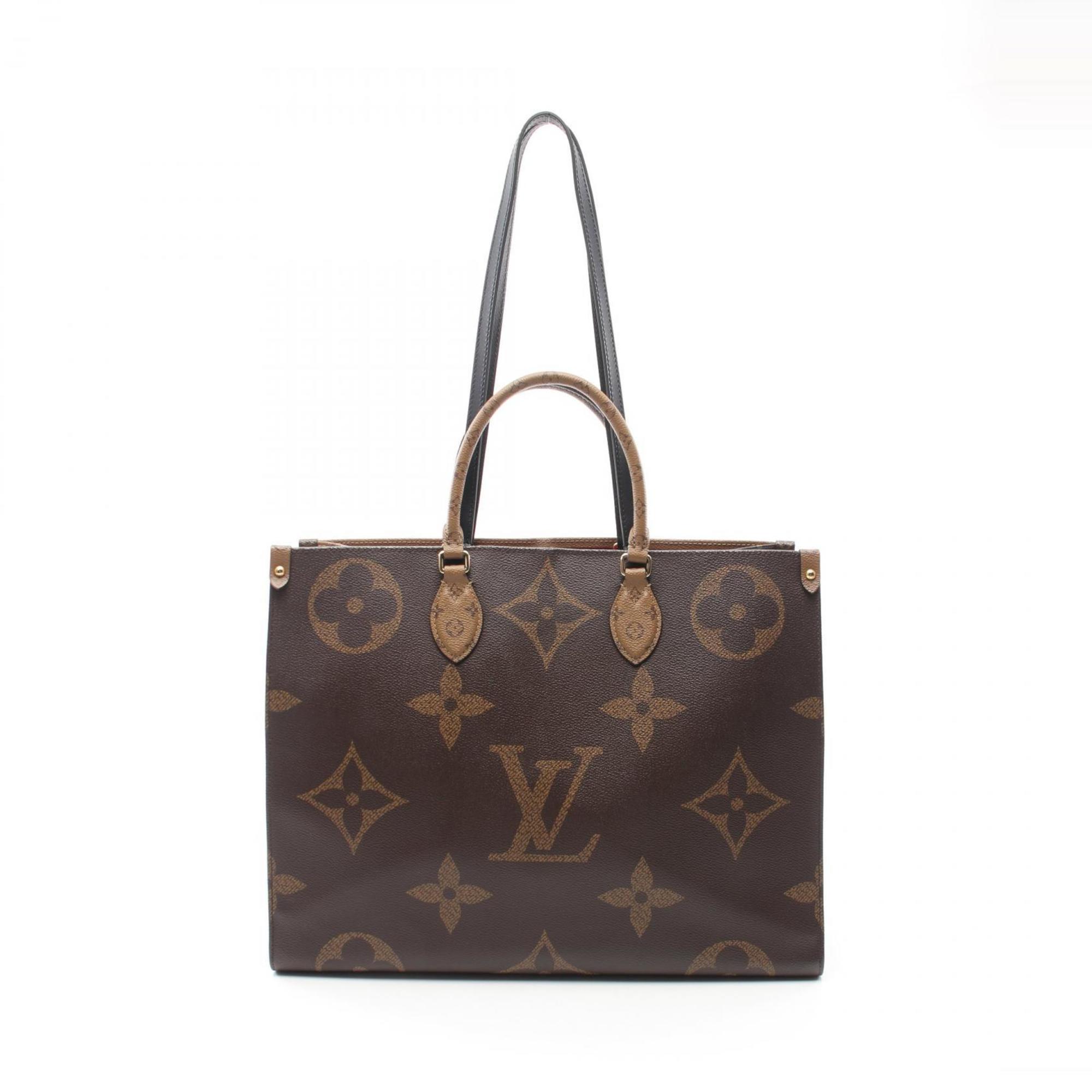 LOUIS VUITTON On the Go GM Shoulder Bag, Coated Canvas, Leather, Monogram Giant Reverse, Women's, Brown, M45320