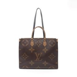 LOUIS VUITTON On the Go GM Shoulder Bag, Coated Canvas, Leather, Monogram Giant Reverse, Women's, Brown, M45320