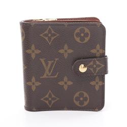 Louis Vuitton LOUIS VUITTON Compact Zip Monogram Bi-fold Wallet Coated Canvas Women's Brown M61667