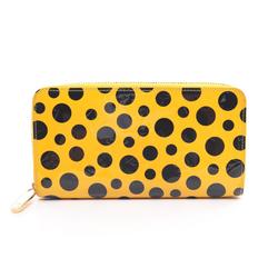 Louis Vuitton LOUIS VUITTON Zippy Wallet Dot Infinity Round Long Leather Vernis Women's Yellow Black M91571