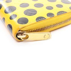 Louis Vuitton LOUIS VUITTON Zippy Wallet Dot Infinity Round Long Leather Vernis Women's Yellow Black M91571