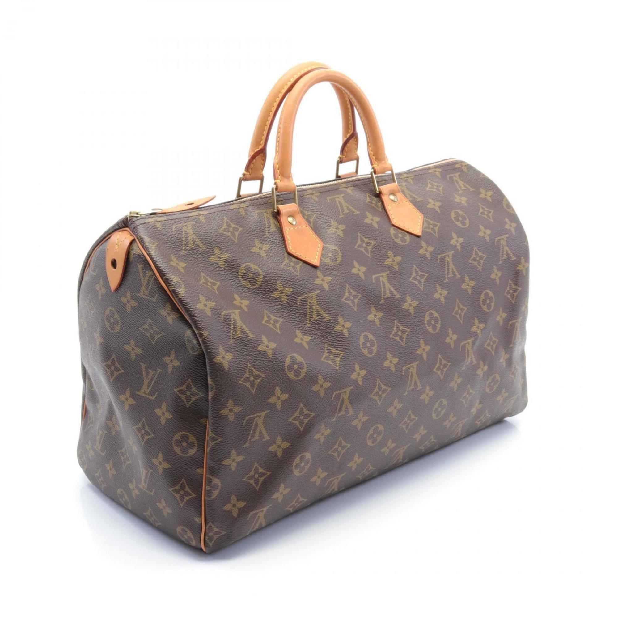 Louis Vuitton Speedy 40 Handbag Bag Coated Canvas Leather Monogram Women's Brown M41522