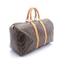 Louis Vuitton LOUIS VUITTON Keepall 45 Monogram Boston Bag Coated Canvas Leather Men's Women's Brown M41428