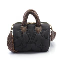 Louis Vuitton Speedy Bandouliere 25 LV Pillow Noir Handbag Bag Nylon Coated Canvas Women's Black Brown M59008