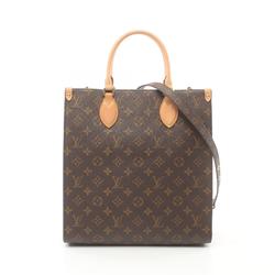 Louis Vuitton Sac Plat PM Tote Bag, Coated Canvas, Leather, Monogram, Women's, Brown, M46263