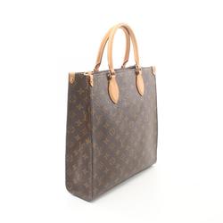 Louis Vuitton Sac Plat PM Tote Bag, Coated Canvas, Leather, Monogram, Women's, Brown, M46263