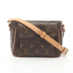 Louis Vuitton Vivacite PM Shoulder Bag, Coated Canvas, Leather, Monogram, Women's, Brown, M51165