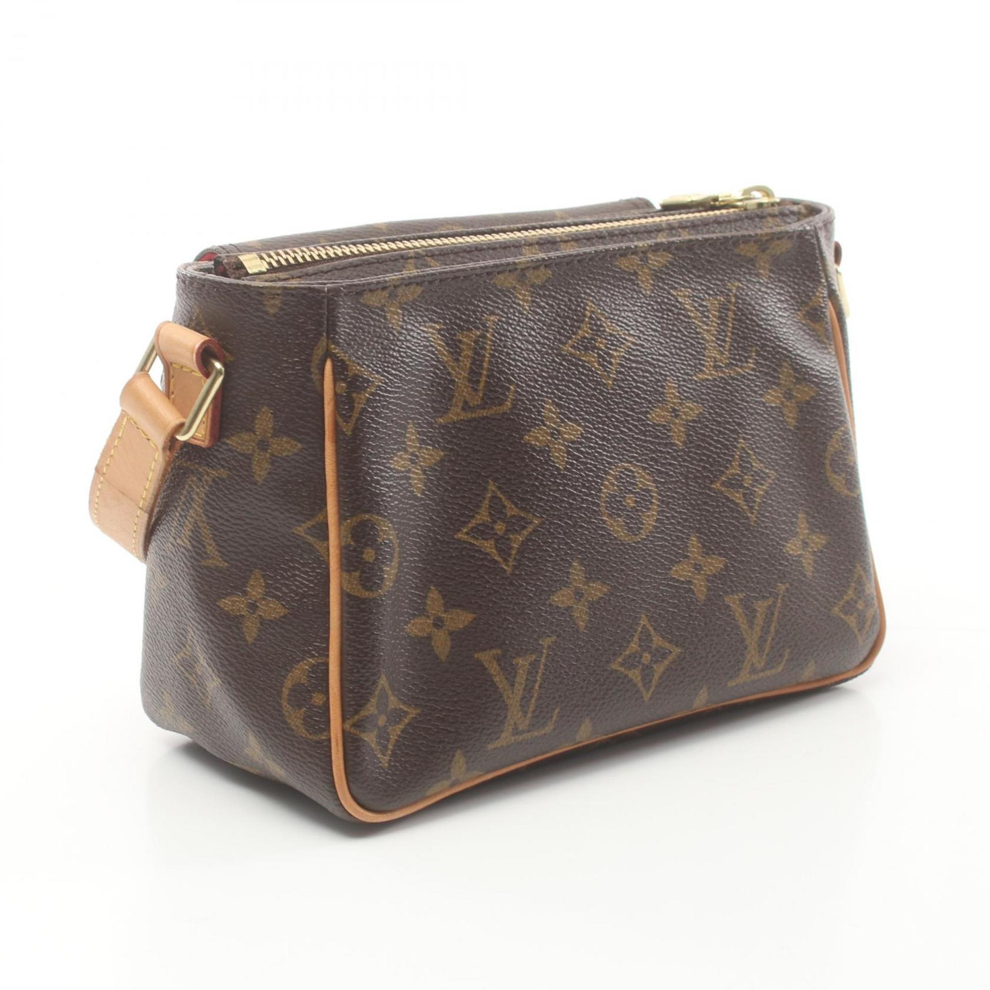 Louis Vuitton Vivacite PM Shoulder Bag, Coated Canvas, Leather, Monogram, Women's, Brown, M51165