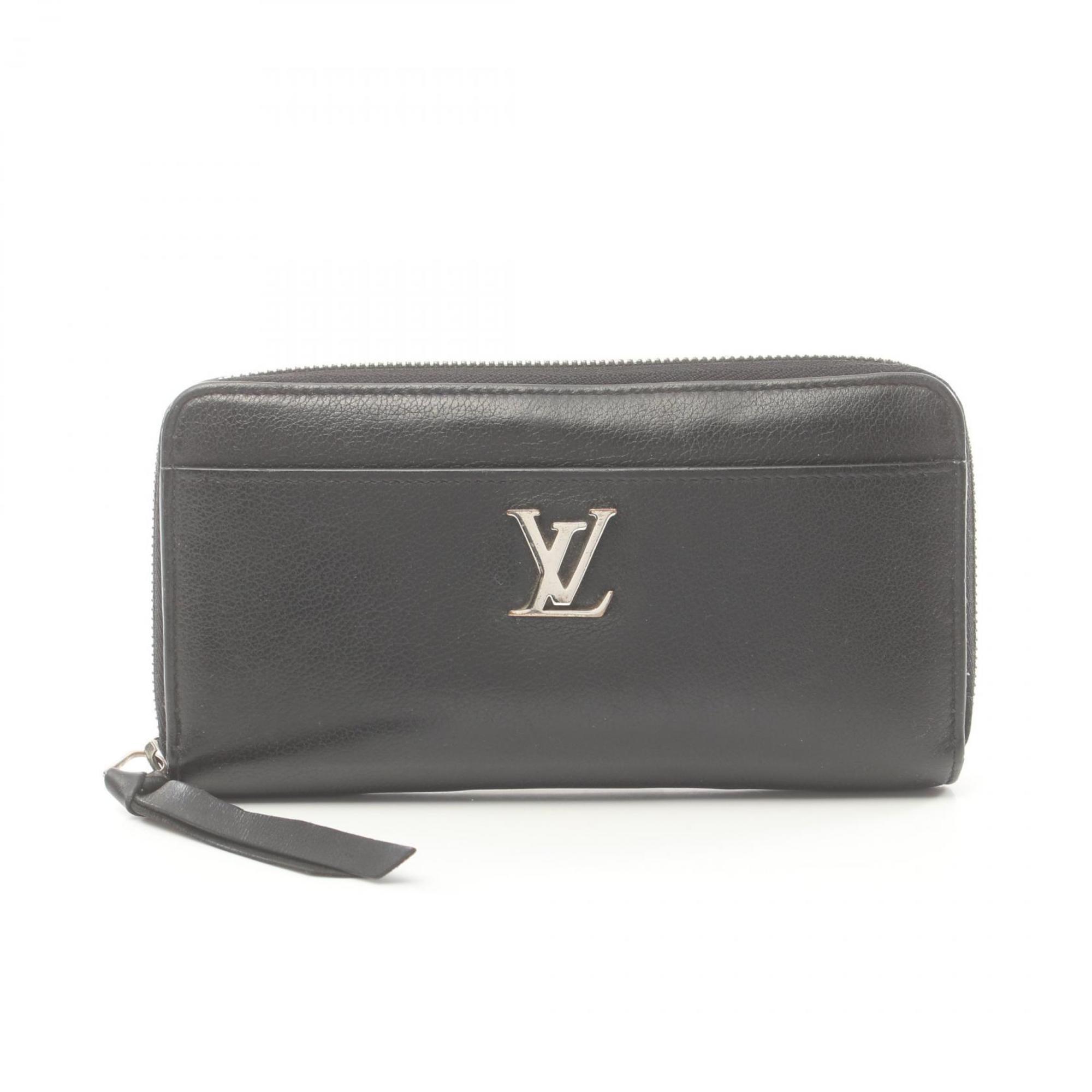 Louis Vuitton LOUIS VUITTON Zippy Lock Me Noir Round Long Wallet Leather Women's Black M62622